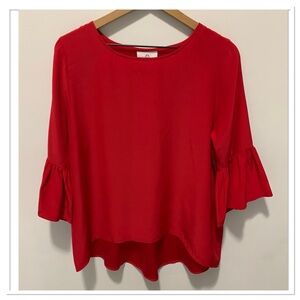 La Roque Original Silk Peasant Blouse Red